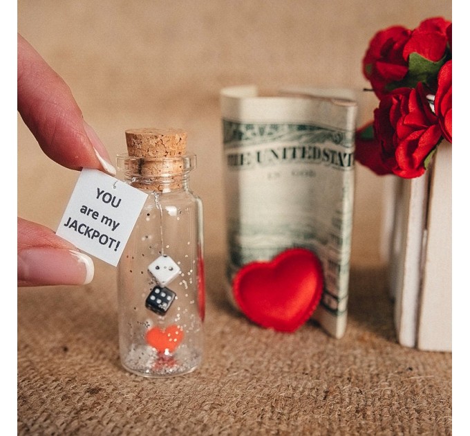 Personalized gift for girlfriend or boyfriend Tiny Message in a Bottle Love Greeting card Funny Valentine card Boyfriend gift