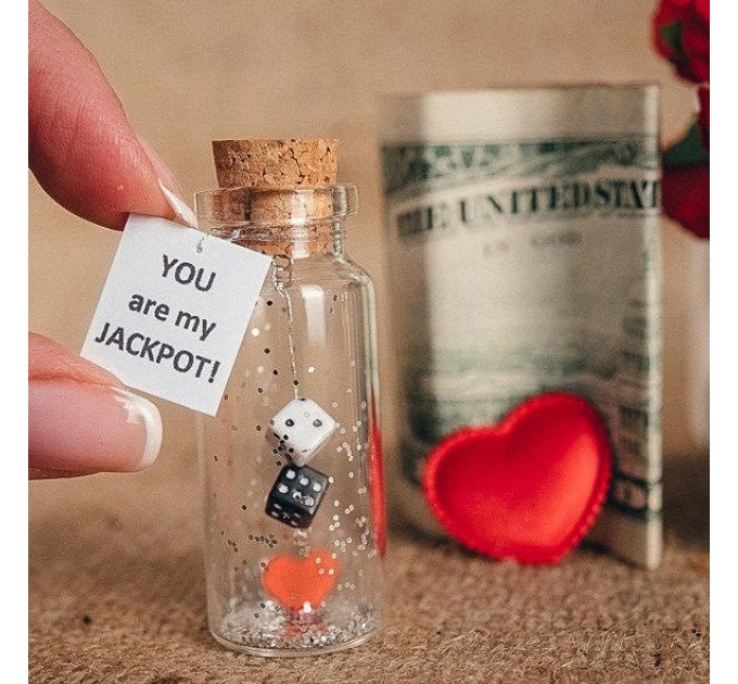 Personalized gift for girlfriend or boyfriend Tiny Message in a Bottle Love Greeting card Funny Valentine card Boyfriend gift