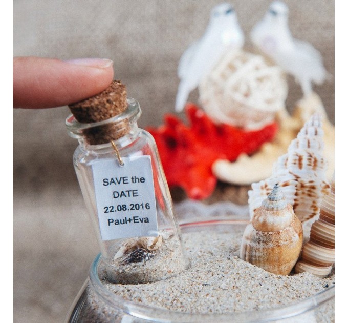 Save the date Beach wedding favors Wedding keepsake Save the date bottle Nautical wedding favors Beach in a bottle Invitations SET OF 10