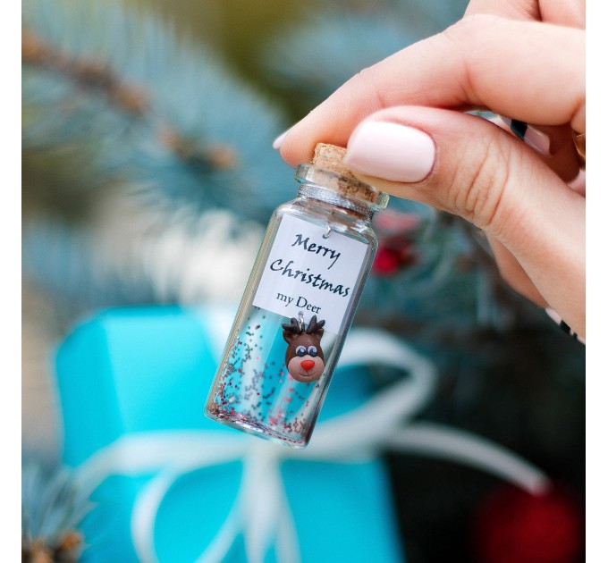 Merry Christmas Boyfriend Gift, Best Friend Gift, Miniature Deer Christmas gift for her, Wish jar, Sister Gift, Girlfriend Gift