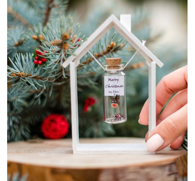 Merry Christmas Boyfriend Gift, Best Friend Gift, Miniature Deer Christmas gift for her, Wish jar, Sister Gift, Girlfriend Gift