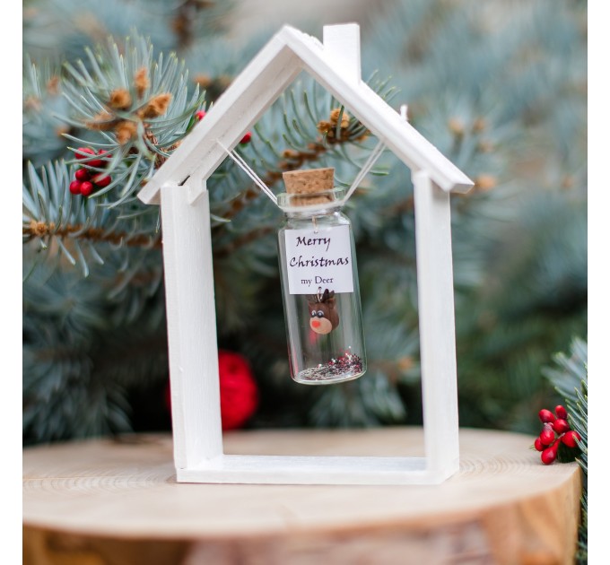 Merry Christmas Boyfriend Gift, Best Friend Gift, Miniature Deer Christmas gift for her, Wish jar, Sister Gift, Girlfriend Gift