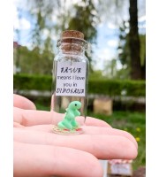 Dinosaur Gift RAWR I love you Message in a Bottle Cute Gift for Boyfriend or Girlfriend Miniature  Dinosaur Funny Present 