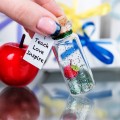 Teacher Gift Personalized Apple Gift For Teacher Teach Love Inspire Message in a Bottle Red Apple Gift Elementary End Of Year Gift