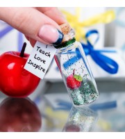 Teacher Gift Personalized Apple Gift For Teacher Teach Love Inspire Message in a Bottle Red Apple Gift Elementary End Of Year Gift