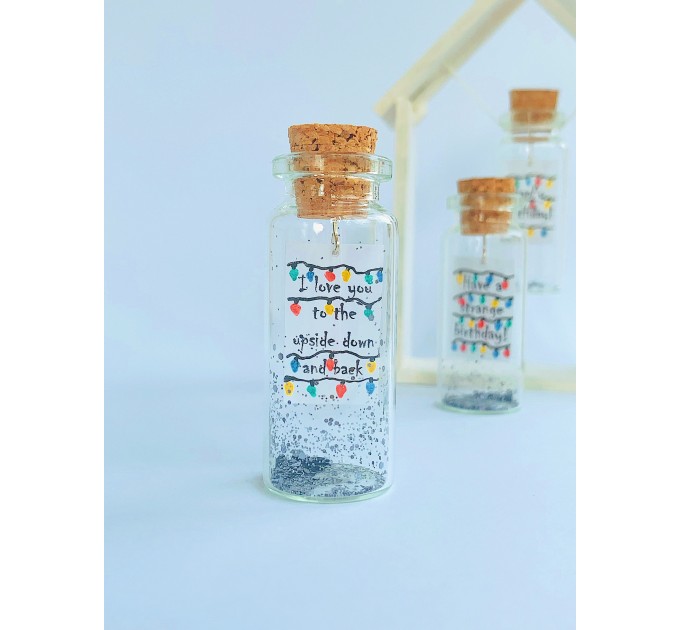 Happy Birthday Decorative Bottle, Stranger Things Inspired Funny Birthday Gift for Best Friend, Boyfriend Or Girlfriend Miniature Wish Jar