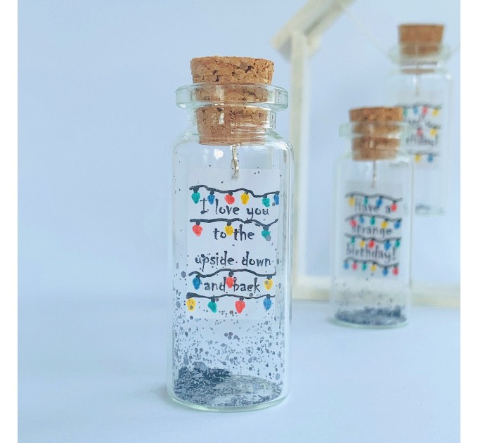 Happy Birthday Decorative Bottle, Stranger Things Inspired Funny Birthday Gift for Best Friend, Boyfriend Or Girlfriend Miniature Wish Jar