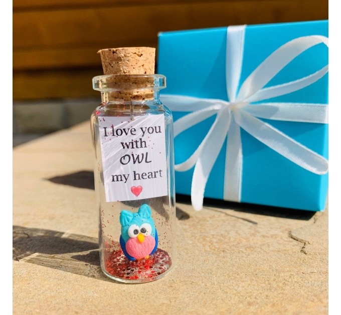 Long Distance Relationship Gift Owl Bottle Boyfriend Gift Cute Girlfriend Gift Personalized Christmas Valentines Birthday Gift Miss You