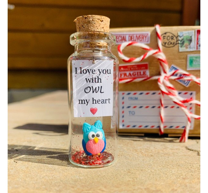 Long Distance Relationship Gift Owl Bottle Boyfriend Gift Cute Girlfriend Gift Personalized Christmas Valentines Birthday Gift Miss You