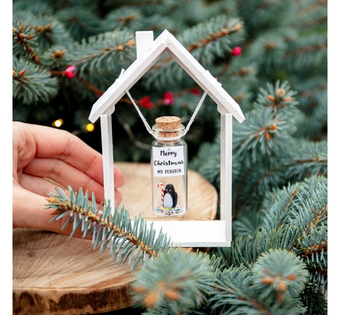 Secret santa gift for men Cute gift for boyfriend Funny secret santa gift Penguin gift Cute Christmas gift Wish jar