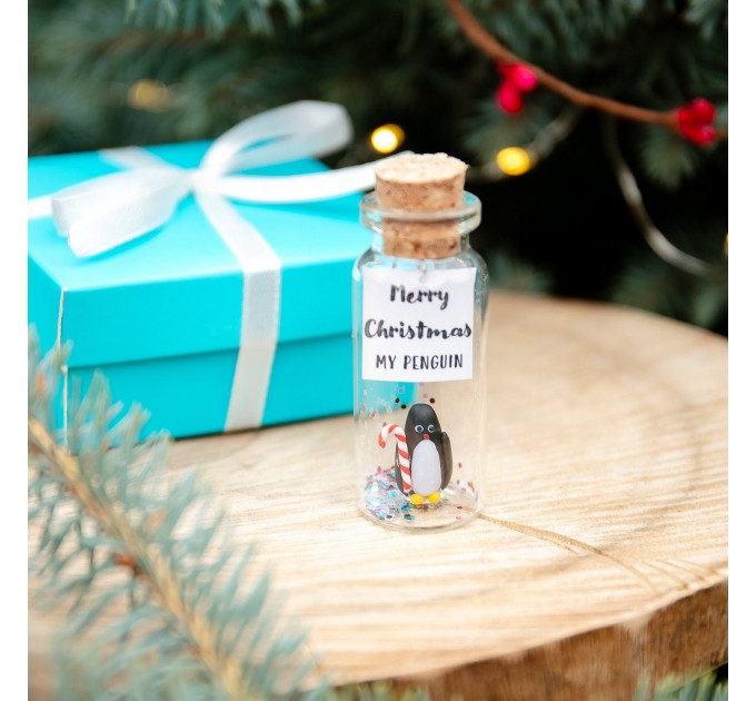 Secret santa gift for men Cute gift for boyfriend Funny secret santa gift Penguin gift Cute Christmas gift Wish jar