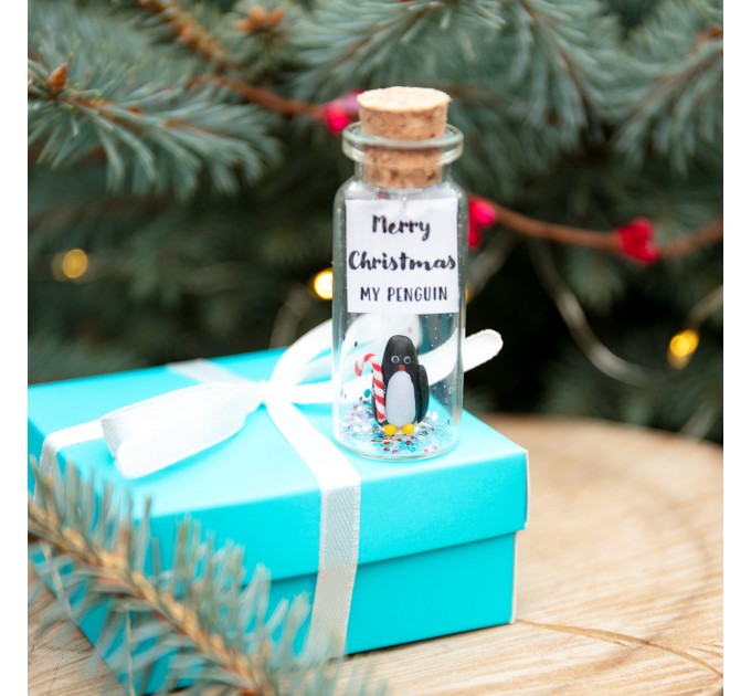 Secret santa gift for men Cute gift for boyfriend Funny secret santa gift Penguin gift Cute Christmas gift Wish jar