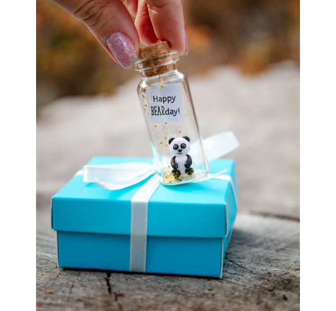 Panda birthday gift Best Friend gifts Miniature panda bear Cute Wish jar Sentimental gift for her Happy Bearday Animal pun Panda lovers gift