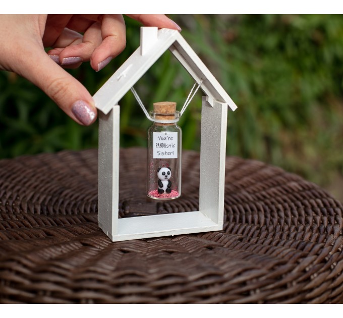 Panda birthday gift Best Friend gifts Miniature panda bear Cute Wish jar Sentimental gift for her Happy Bearday Animal pun Panda lovers gift