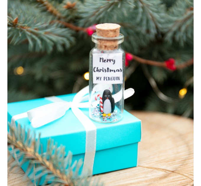 Penguin Christmas gift for her Secret santa gift for women Merry Christmas wish jar Penguin lovers gift