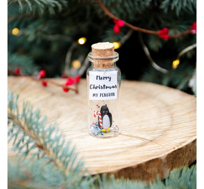 Penguin Christmas gift for her Secret santa gift for women Merry Christmas wish jar Penguin lovers gift