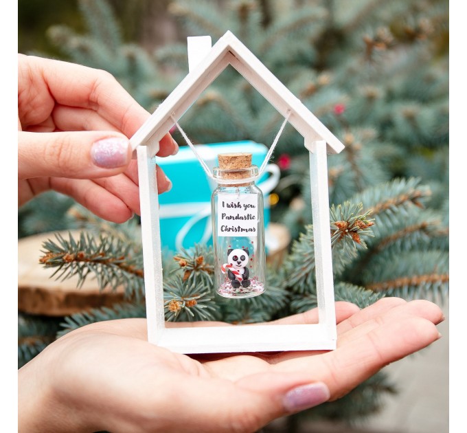 Panda Bear Christmas Miniature Holiday Gift Idea for girlfriend Cute boyfriend gift Funny best friend gift Panda lovers Christmas gift