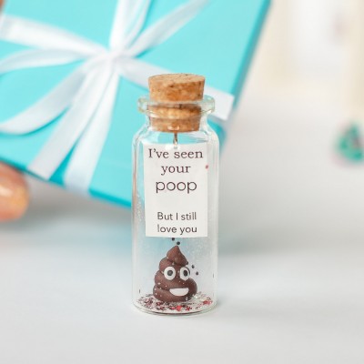 Funny Anniversary Gift Poop Emoji Boyfriend Gift Gag Anniversary Husband Wish Jar Humor Girlfriend Message in Bottle Funny present for wife