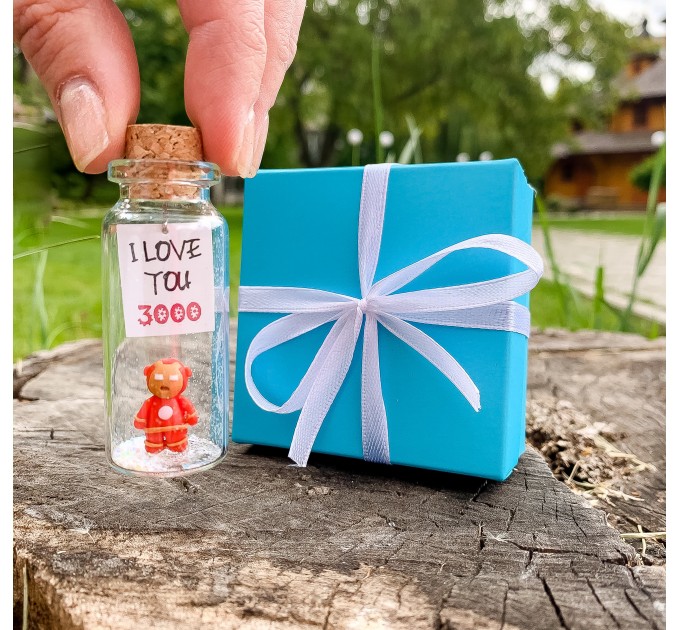 I love you 3000 Unique gift for him Anniversary Gift for Boyfriend Superhero Gift For Him Movie Loves Gift Miniature Wish Jar For Men