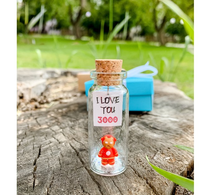 I love you 3000 Unique gift for him Anniversary Gift for Boyfriend Superhero Gift For Him Movie Loves Gift Miniature Wish Jar For Men