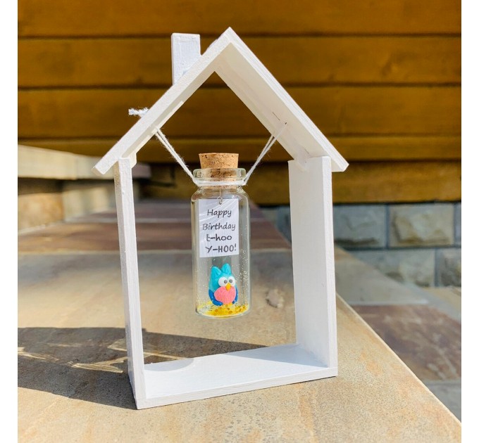Owl lover gift | Custom teacher appreciation gift | Personalised message in a bottle | Sympathy owl present for men