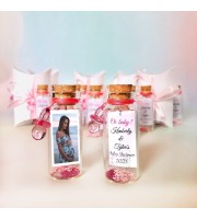 Custom message baby shower favors for guests, personalized party keepsakes with save the date, Its a girl party keepsakes for guests