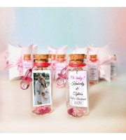 Custom message baby shower favors for guests, personalized party keepsakes with save the date, Its a girl party keepsakes for guests