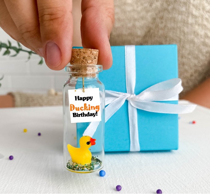 Mini gift box with little duck for Anniversary, Personalized soulmate gift, Miniature Rubber Duck, BFF Birthday Gift For Her Girlfriend Gift