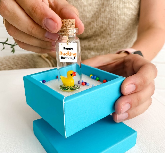 Mini gift box with little duck for Anniversary, Personalized soulmate gift, Miniature Rubber Duck, BFF Birthday Gift For Her Girlfriend Gift