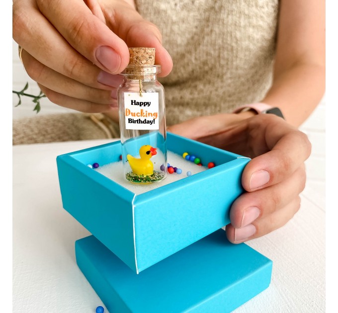 Mini gift box with little duck for Anniversary, Personalized soulmate gift, Miniature Rubber Duck, BFF Birthday Gift For Her Girlfriend Gift