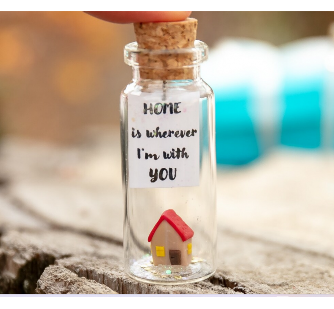 Valentines Day Gift for Wife or Husband Meaningful Gift for Boyfriend or Girlfriend Miniature House and Message in a Bottle Romantic Present