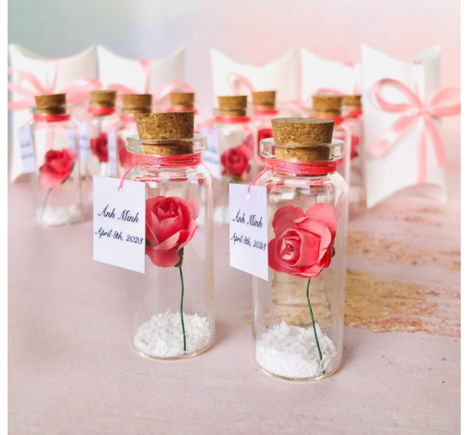 Sweet 16th party favors, Rose dome belle favors, personalized quinceanera favors, sweet sixteen message in a bottle, party favors for guests