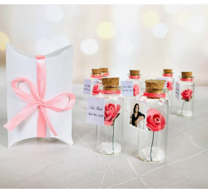 Quinceañera Favors for Guests, Sweet 16 Party Souvenirs, Rose in a bottle for Quince party, Save the Date Favor, Thanks You Gift for guests