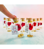 Miss 15 Quince Favors for guests, Set of 10 Roses In A Bottle with Photo, Sweet 16 Party Favors with Message, Personalized Thank you favors