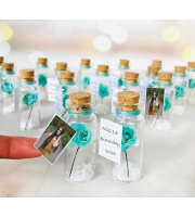 Personalized Quinceanera Favors Set of 10, Sweet 16 Birthday Party Favors for guests With Photo, Miss 15 Forever Rose & Message In A Bottle