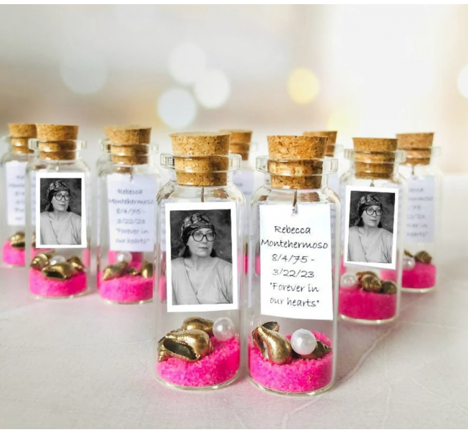 Funeral Photo Favors for guest In Bulk, Personalized Loss of dad memorial guests gifts, Celebration of life favor, Mini bottle as Grief Gift