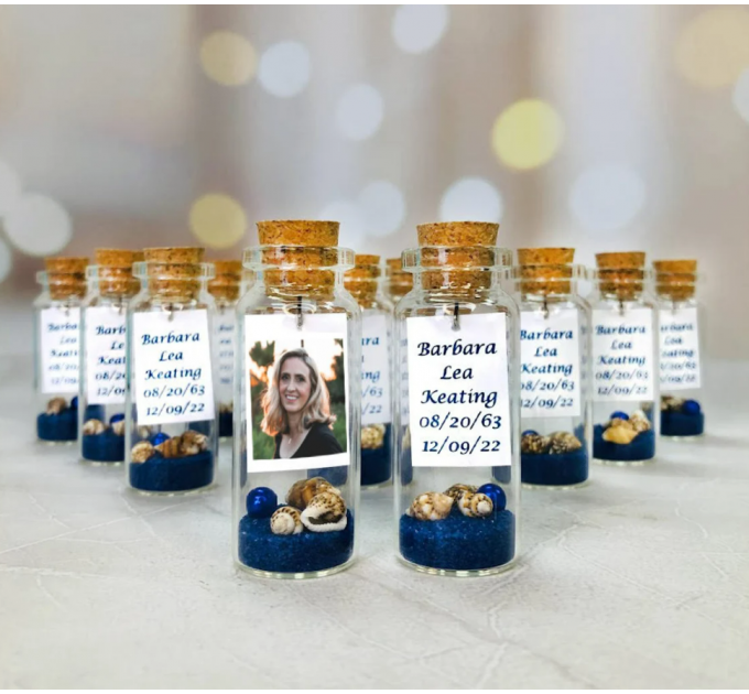 Funeral Photo Favors for guest In Bulk, Personalized Loss of dad memorial guests gifts, Celebration of life favor, Mini bottle as Grief Gift
