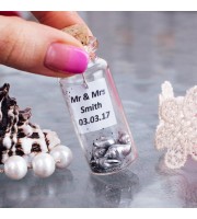 Golden 50th wedding favors, Personalized message in a bottle for 50th anniversary party, Gold seashells in bottle as party guest gift
