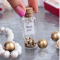 Golden 50th wedding favors, Personalized message in a bottle for 50th anniversary party, Gold seashells in bottle as party guest gift