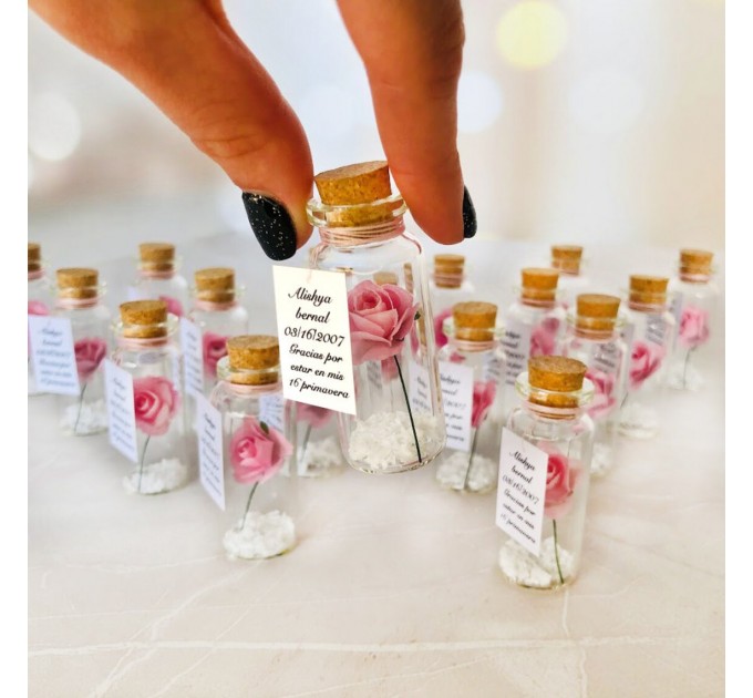 Ruby anniversary party favors, 40 years of marriage save the date favor, Personalized rose in a bottle, Thank you souvenirs for guests