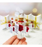 Ruby anniversary party favors, 40 years of marriage save the date favor, Personalized rose in a bottle, Thank you souvenirs for guests