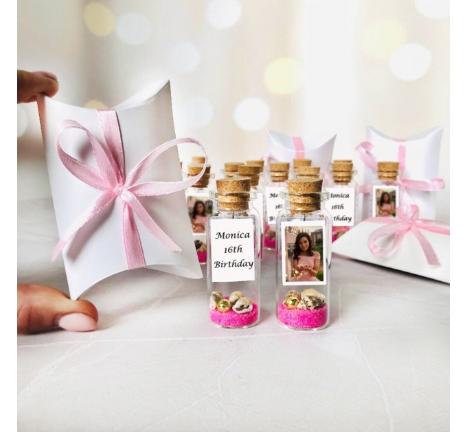 Mis 15 favors with photo, Personalized 16th birthday party favor, Sweet 16th birthday keepsake for guests, Quinceanera giveaway