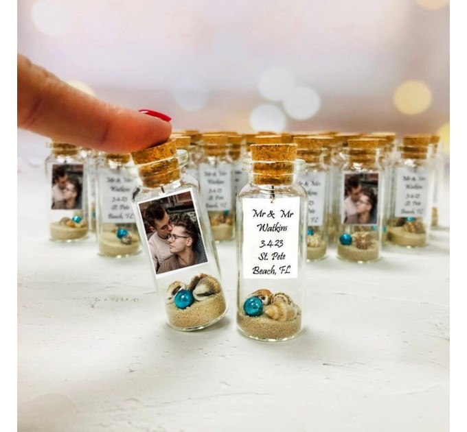 Soon to be mr mrs Engagement Party Favors with Photo, Tropical engagement guest gift, Personalized we're tying the knot favors