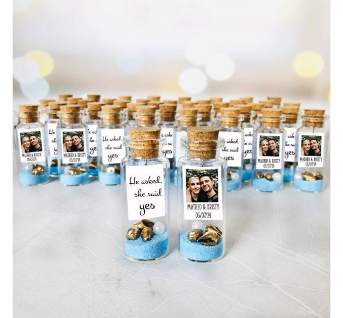 She Popped The Question, She Said Yes! / LGBT+ Beach Engagement Party Favors for guests with Photo, Future mrs and mrs engagement guest gift