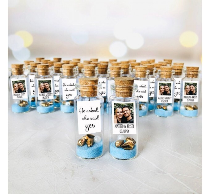 Soon to be mr mrs Engagement Party Favors with Photo, Tropical engagement guest gift, Personalized we're tying the knot favors