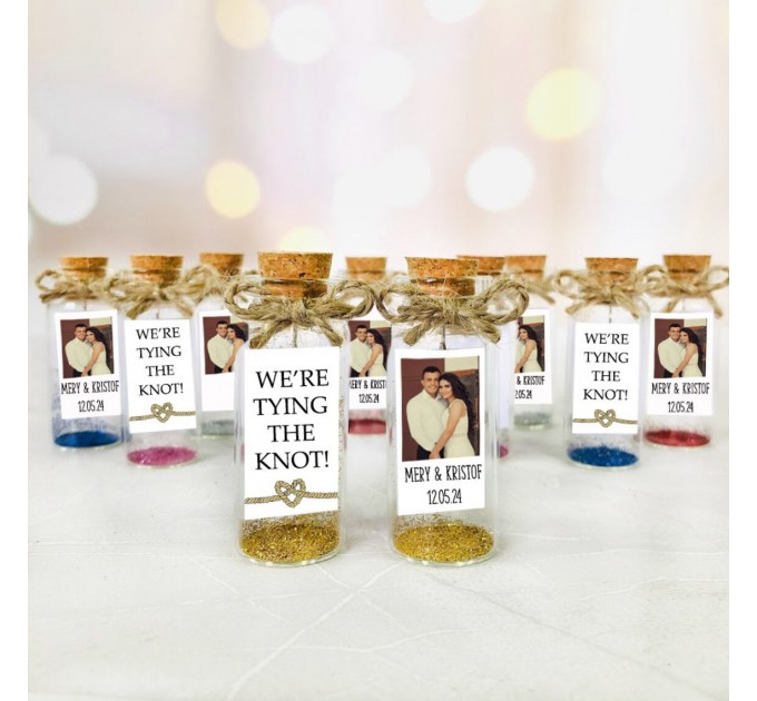 Tying the knot favors for glam themed party, finally engaged bulk party favors, engaged party favor, custom save the date favors for adults