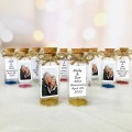 50th wedding favors, Rustic anniversary party keepsake, small party gifts for gold anniversary, Message in a bottle with photo and glitter