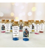 We're tying the knot bottle favors for guests, pop the question engagement favors, save the date favors with photo, small party guests gifts