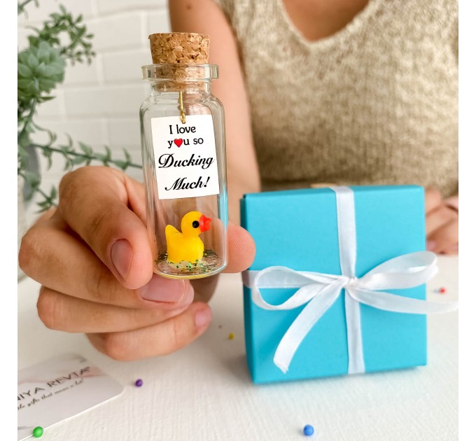 Mini gift box with little duck for Anniversary, Personalized soulmate gift, Miniature Rubber Duck, BFF Birthday Gift For Her Girlfriend Gift