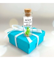 Funny Anniversary Gift For Girlfriend or Boyfriend, Tiny Miniature Dinosaur with message in a Bottle Personalized dating anniversary gift